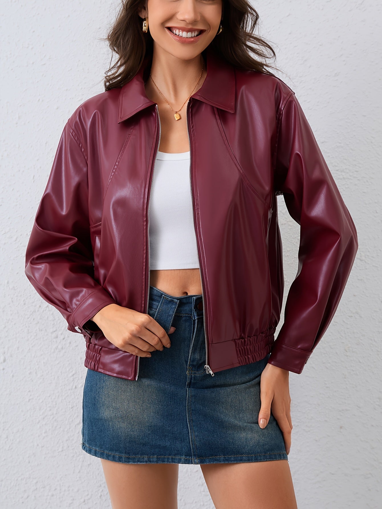 GIACCA IN ECO-PELLE BORDEAUX