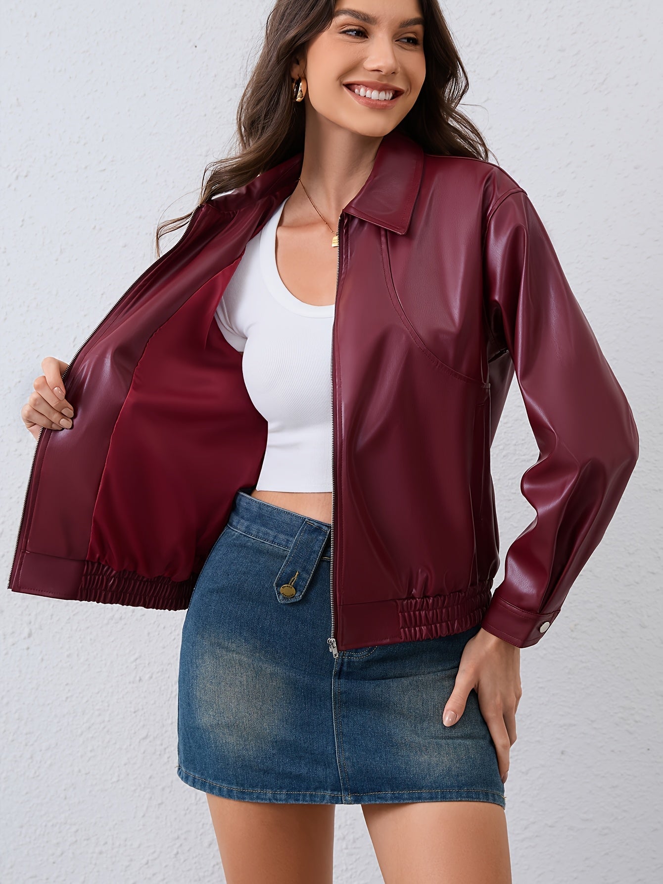 GIACCA IN ECO-PELLE BORDEAUX