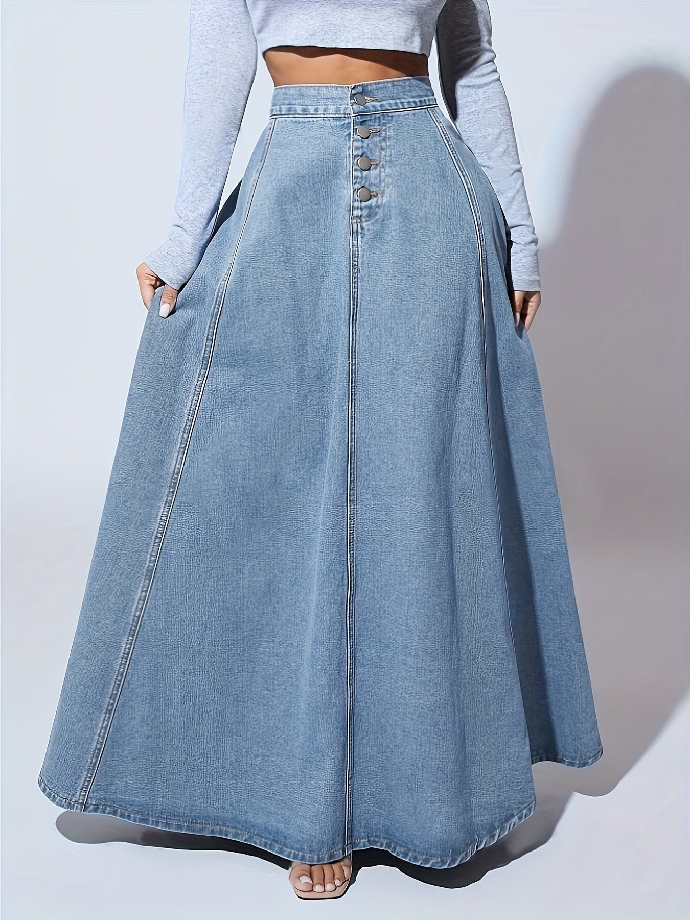 BOTTONI FRONTALI A-LINE MAXI GONNA