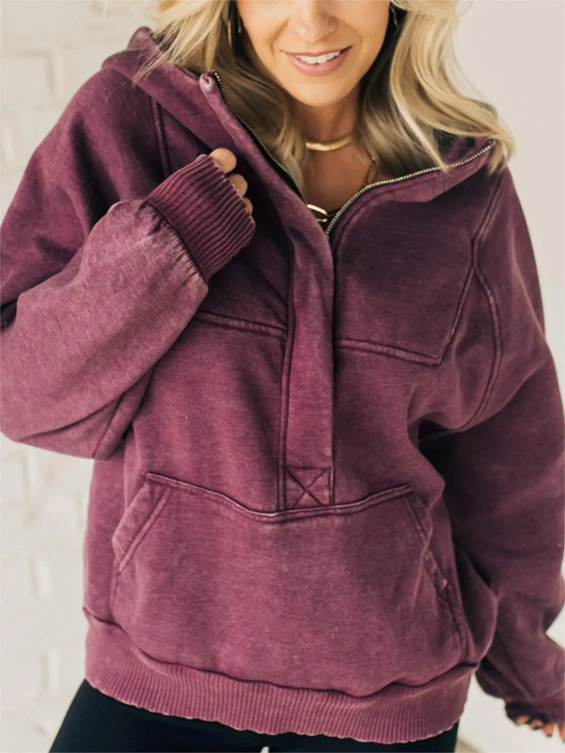 Arden | Dames Hoodie met halve rits